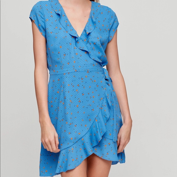 Aritzia Dresses & Skirts - ARITZIA SUNDAY BEST | Savoy Blue Ruffle Wrap Dress